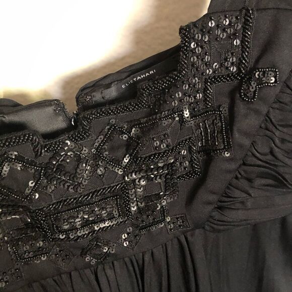 Eli’s Tahari Black Beaded Silk Dress - Picture 5 of 10